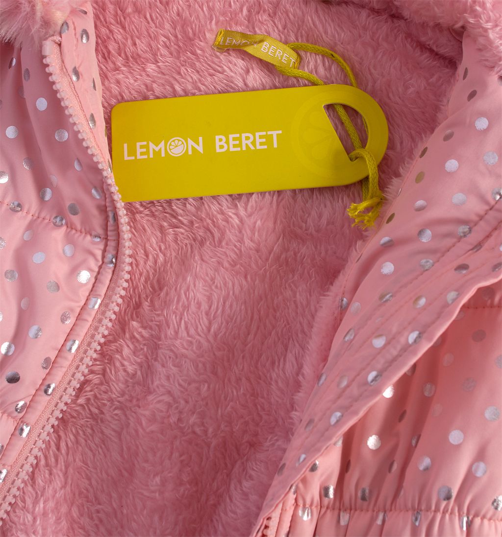 Kojenecká dívčí zimní bunda LEMON BERET PUNTÍKY růžová Velikost: 74 - obrázek 3
