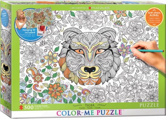 EUROGRAPHICS Color me puzzle Tygr 500 dílků + sada na zavěšení - obrázek 1