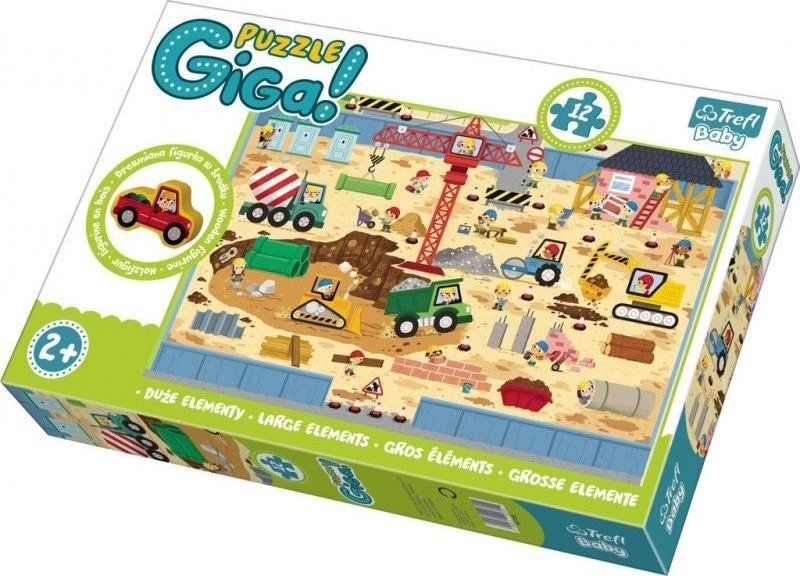 TREFL Puzzle Staveniště GIGANTIC 12 dílků + dřevěná figurka - obrázek 1