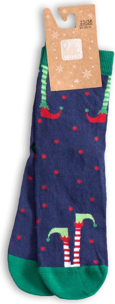 Dětské ponožky s vánočním motivem WOLA VÁNOČNÍ SKŘÍTEK modré Velikost: 30-32 - obrázek 1
