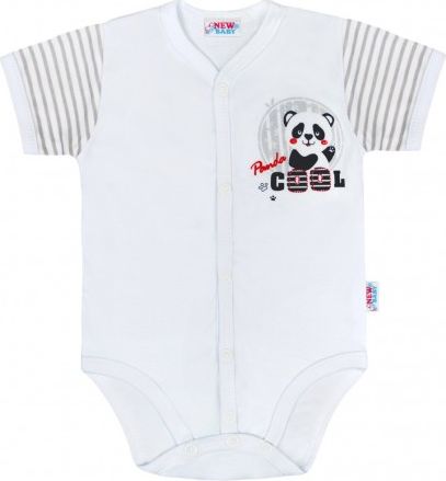 Kojenecké celorozepínací body s krátkým rukávem New Baby Panda, Šedá, 56 (0-3m) - obrázek 1