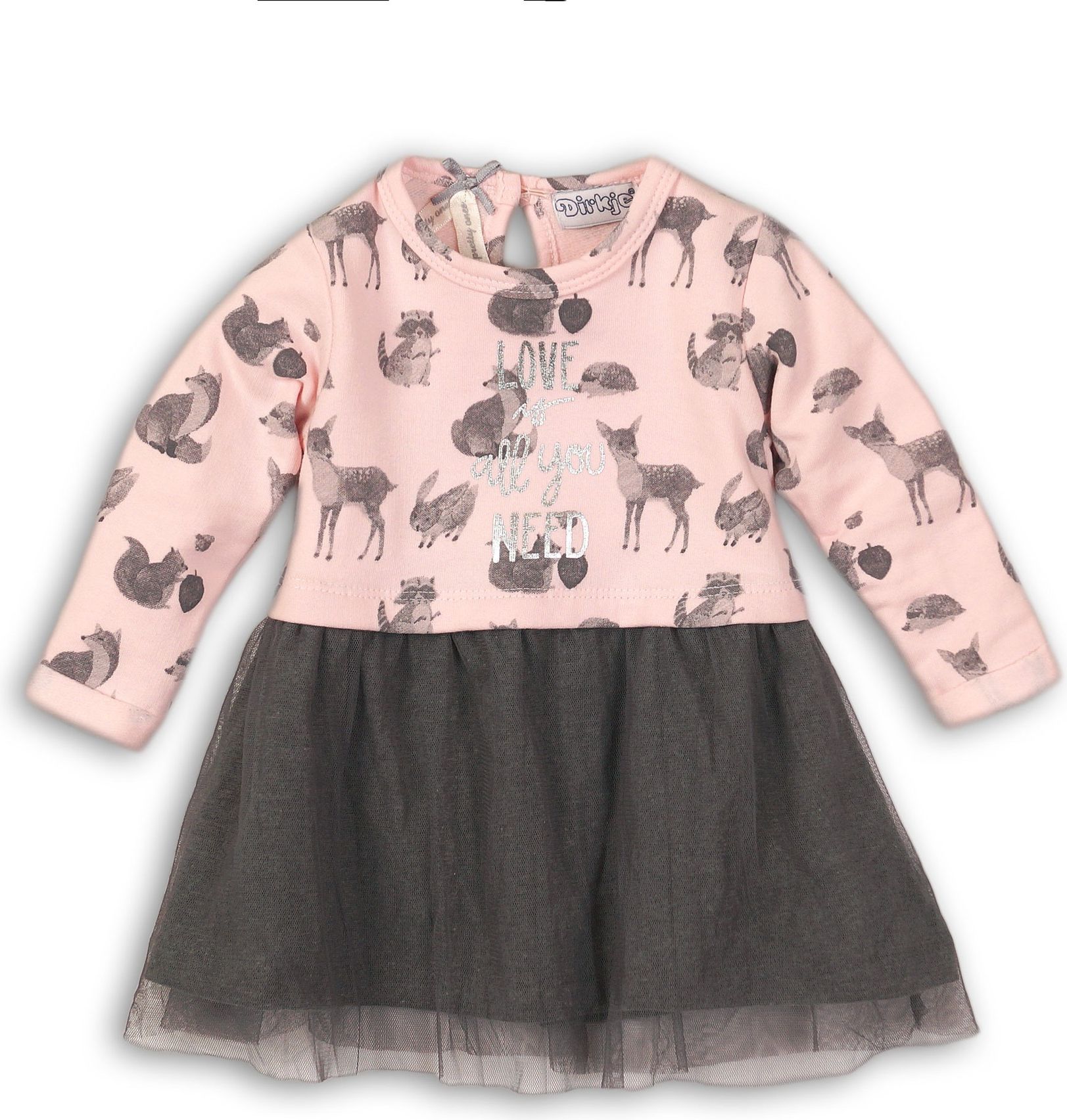 DIRKJE Šaty B-SO SOFT LOVE 98 Pink - Grey - obrázek 1