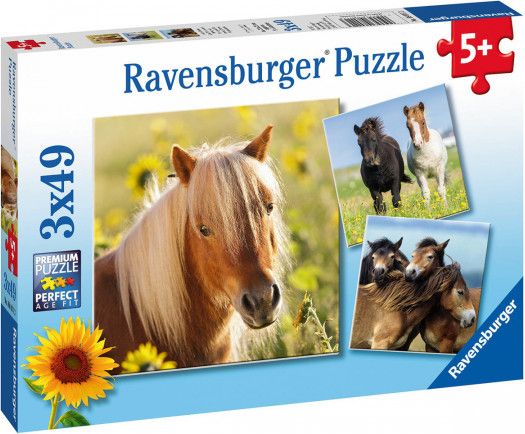 RAVENSBURGER Puzzle Poníci 3x49 dílků - obrázek 1