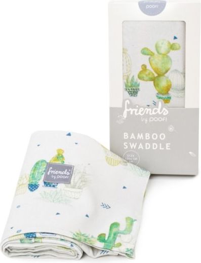 POOFI Bambusové swaddle TROPICAL bílá OCEAN s potiskem Kaktusy; 120 x 120 cm; 1ks; - obrázek 1