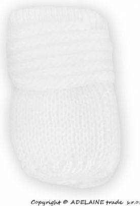 Zimní pletené kojenecké rukavičky - bílé - obrázek 1