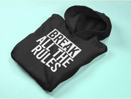 KIDSBEE Stylová dětská klučičí mikina s kapucí Break all the rules - černá, Velikost koj. oblečení 116 - obrázek 1