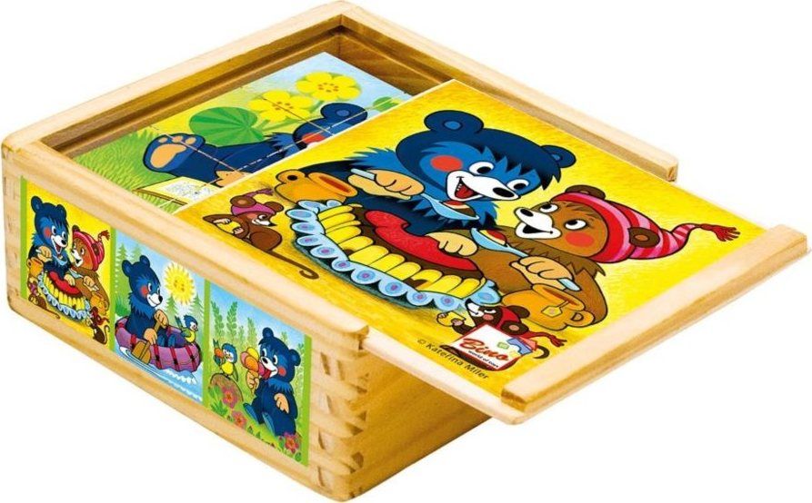 BINO Obrázkové kostky Medvídek Baribal, 9 kostek - obrázek 1
