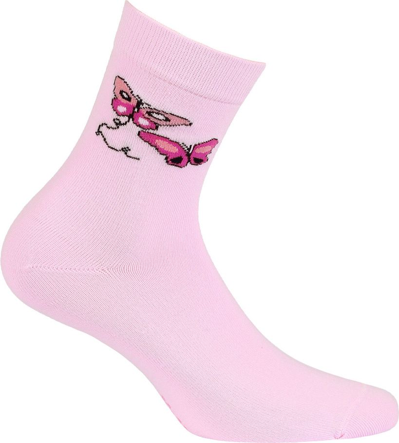 Dívčí ponožky se vzorem WOLA MOTÝLI růžové Velikost: 33-35 - obrázek 1