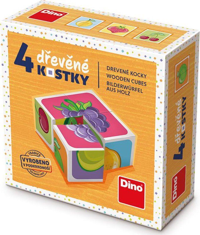 DINO Obrázkové kostičky Ovoce, 4 kostky - obrázek 1