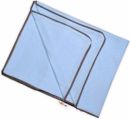 Baby Nellys Letní deka s mini bambulkami, jersey, 100 x 75 cm - sv. modrá/šedý lem - obrázek 1