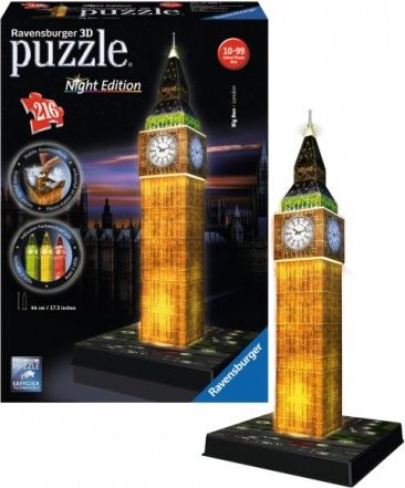 Puzzle 3D Big Ben noční edice, 216 dílů - obrázek 1