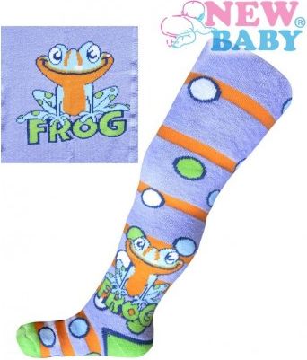 Froté punčocháčky New Baby fialové s žabkou, Fialová, 68 (4-6m) - obrázek 1