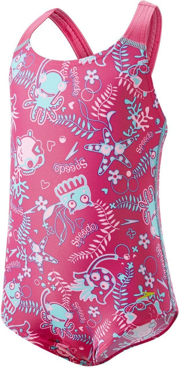 Speedo Seasquad Allover Swimsuit - pink/pink splash/bali blue 110 - obrázek 2