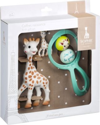 Vulli Dárkový set Sophie la girafe® pro novorozence (žirafa Sophie + klíčenka + chrastítko) - obrázek 1