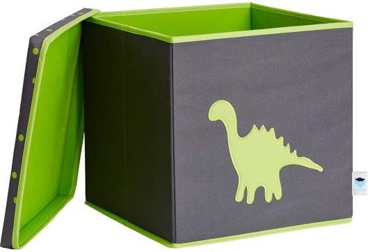 STORE IT Úložný box s víkem šedá se zeleným dinosaurem - obrázek 1