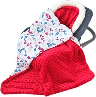 Baby Nellys Bavlněná oboustranná dečka 3v1 s minky a kožešinkou, 90x90 cm, srnky - obrázek 1