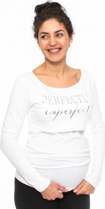 Be MaaMaa Těhotenské, kojící triko Perfektly - bílé, vel. XL - obrázek 1