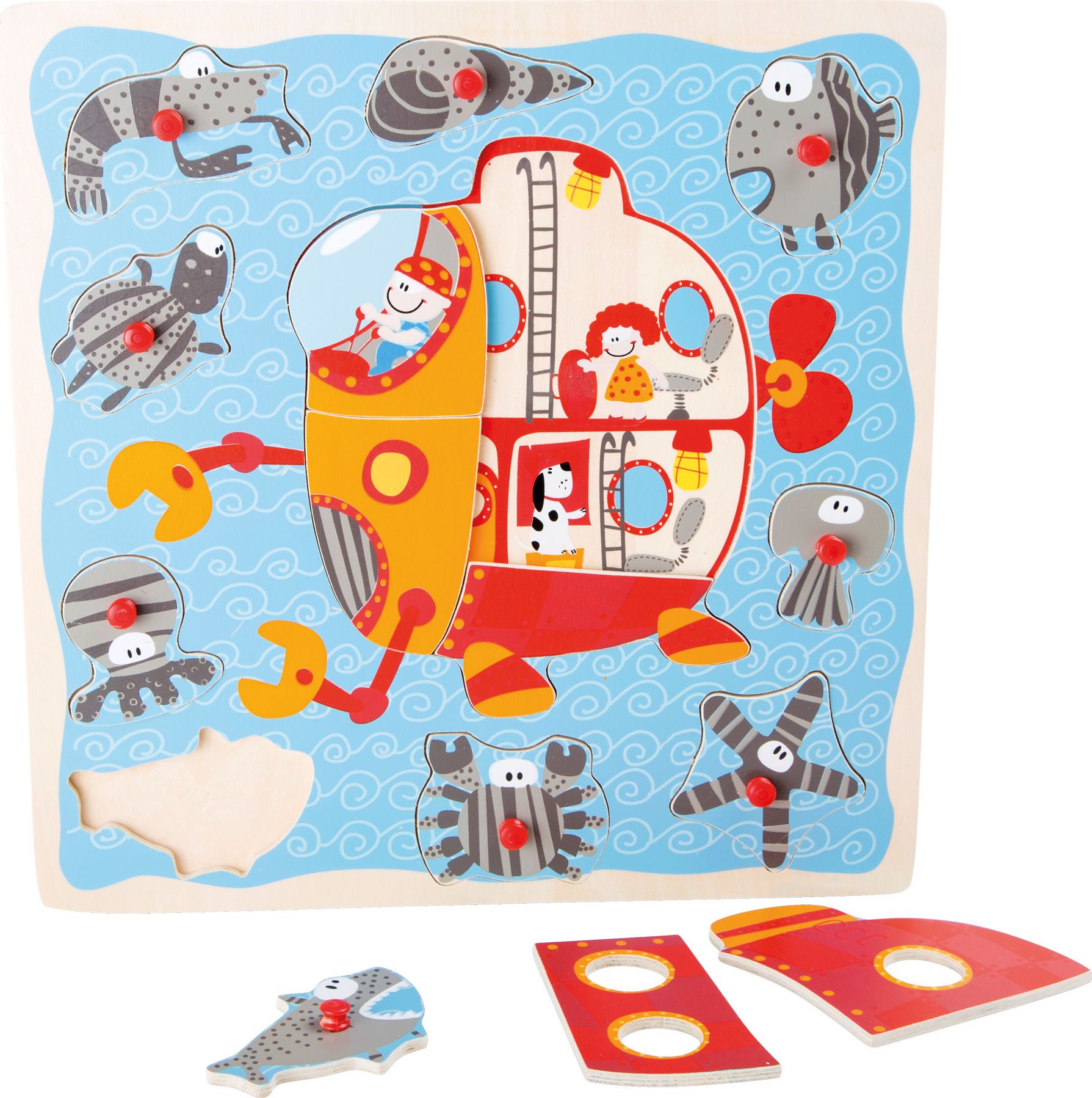 SMALL FOOT BY LEGLER Small Foot Dřevěné vkládací puzzle ponorka - obrázek 1