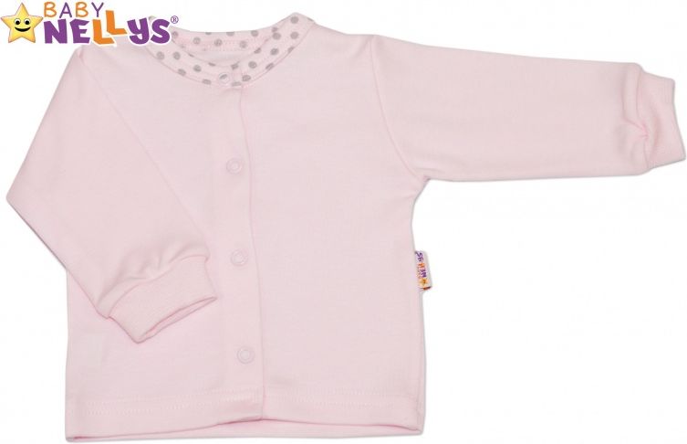 Baby Nellys Bavlněná košilka Baby Nellys® PUNTÍKY - sv. růžový/sv. šedé puntíky 80 (9-12m) - obrázek 1