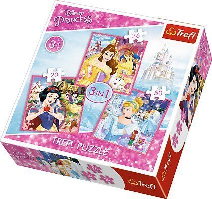 TREFL Puzzle Disney princezny: Kouzelný svět 3v1 (20,36,50 dílků) - obrázek 1