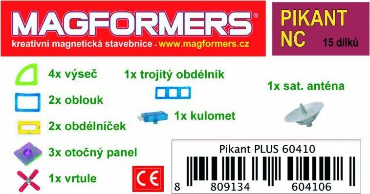 Magnetická stavebnice MAGFORMERS Pikant NC 15 dílků - obrázek 2