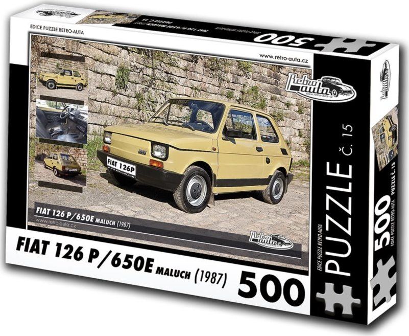 RETRO-AUTA Puzzle č. 15 Fiat 126 P,650E Maluch (1987) 500 dílků - obrázek 1