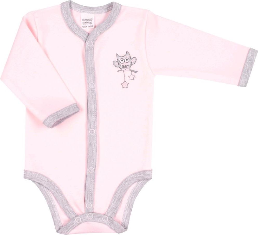Kojenecké celorozepínací body New Baby Owl růžové 68 (4-6m) - obrázek 1