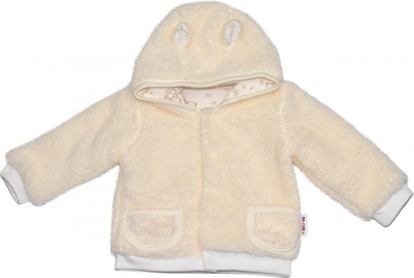 Chlupáčkový kabátek, mikinka Baby Nellys ® - smetanový - vel. 98 - obrázek 1