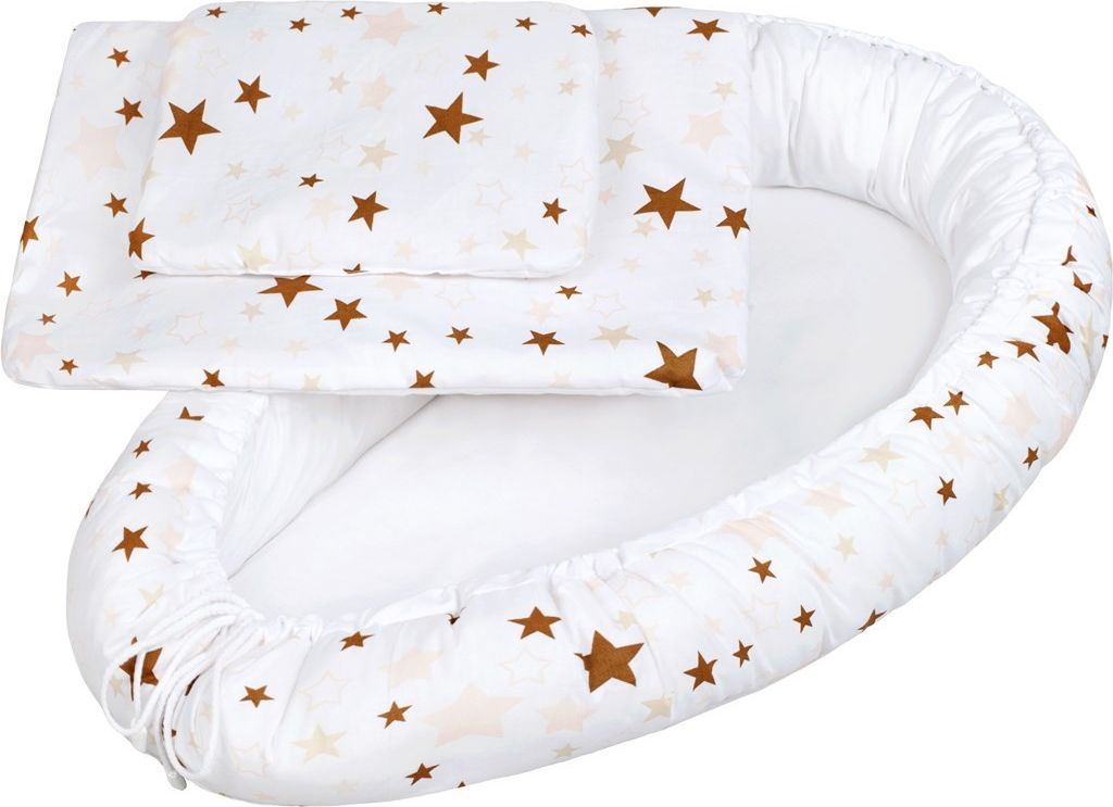 Luxusní hnízdečko s peřinkami pro miminko New Baby hvězdičky hnědé - obrázek 1