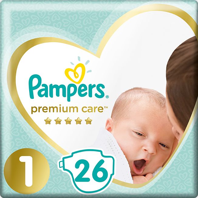 PAMPERS Premium Care 1 NEWBORN (2-5 kg) 26 ks Carry Pack – jednorázové pleny - obrázek 1