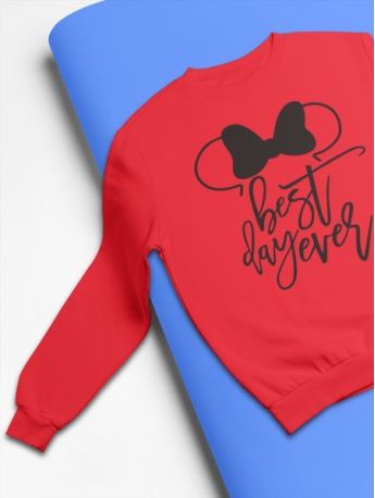 KIDSBEE Stylová dětská dívčí mikina Best day ever - červená, Velikost koj. oblečení 134 - obrázek 1
