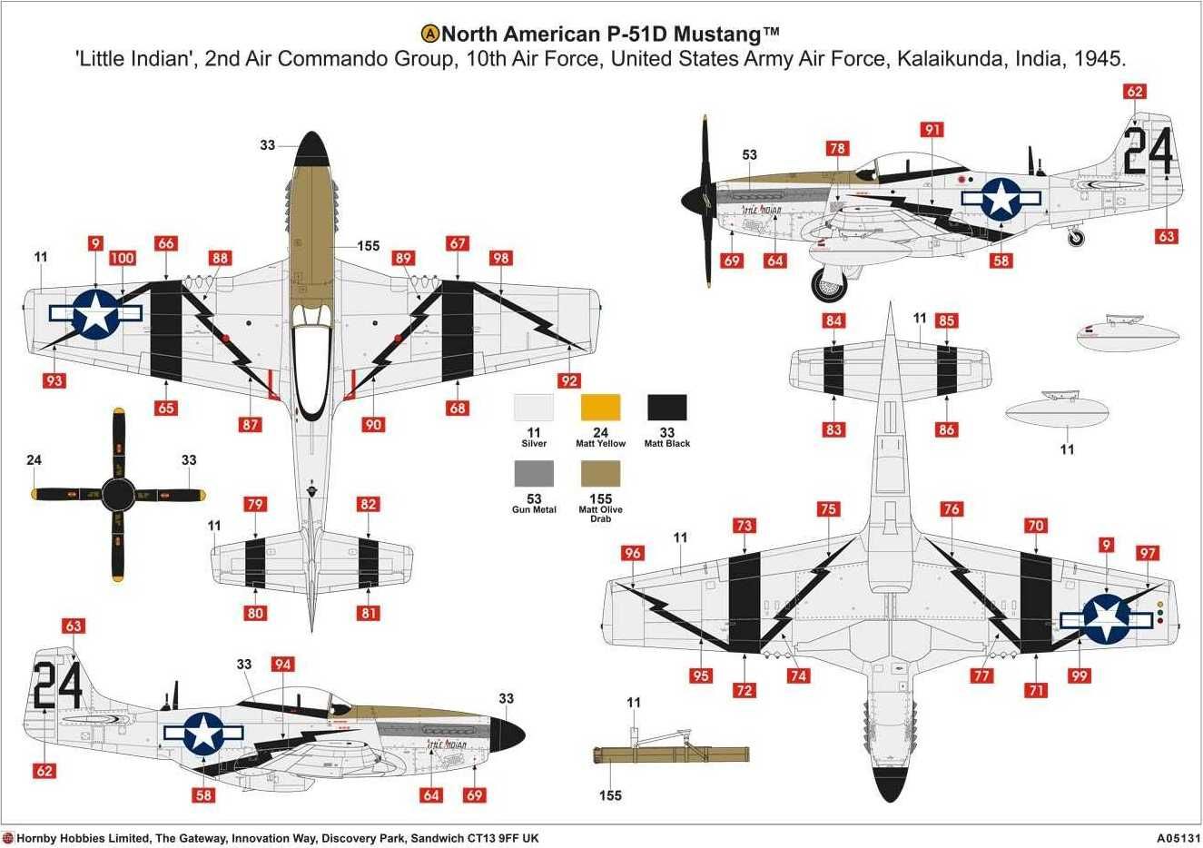 AIRFIX Classic Kit letadlo A05131 - North American P51-D Mustang (1:48) - nová forma - obrázek 3