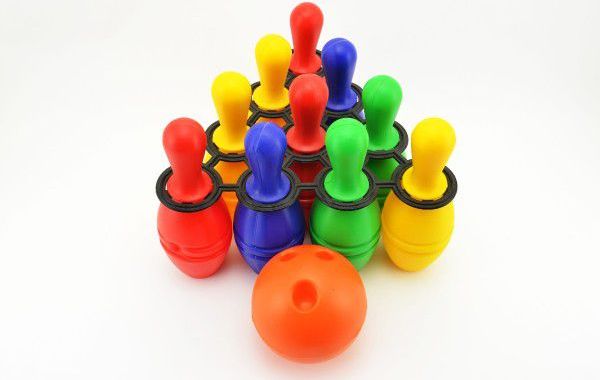 Bowling kuželky plast 21cm 10ks v síťce - obrázek 2