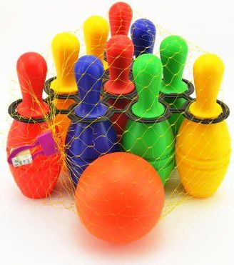 Bowling kuželky plast 21cm 10ks v síťce - obrázek 3