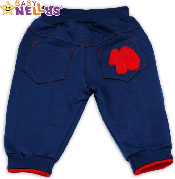 Baby Nellys Tepláčky Baby Nellys® - modré/červený lem 74 (6-9m) - obrázek 2