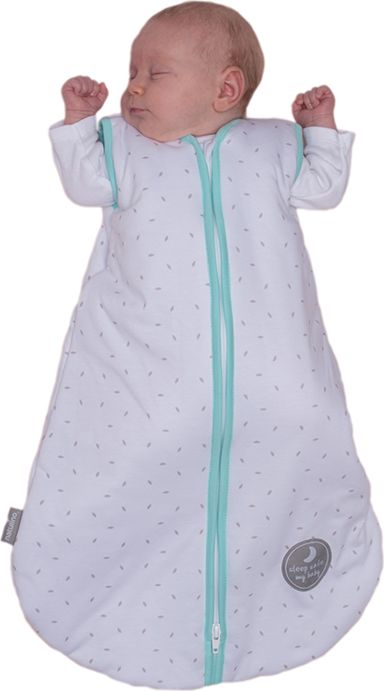 Natulino dětský letní spací pytel pro miminko, NATURAL WHITE LITTLE GREY LEAVES / MINT, 1vrstvý, L (12 - 18 měsíců) - obrázek 2
