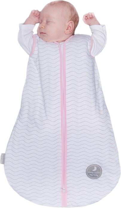 Natulino dětský letní spací pytel pro miminko, NATURAL WHITE GREY WAVES / PINK, 1vrstvý, N (0 - 3 měsíce) - obrázek 5