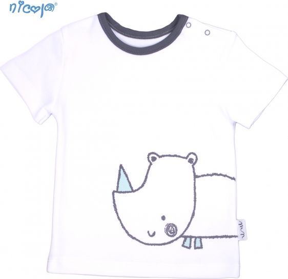 Nicol Bavlněné tričko krátký rukáv Nicol, Rhino - bílé, vel.80 80 (9-12m) - obrázek 1