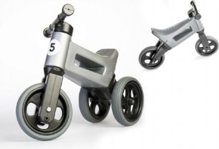 Odrážedlo FUNNY WHEELS NEW SPORT 2v1 šedé výška sedadla nastavitelná 28/31cm nosnost - obrázek 1