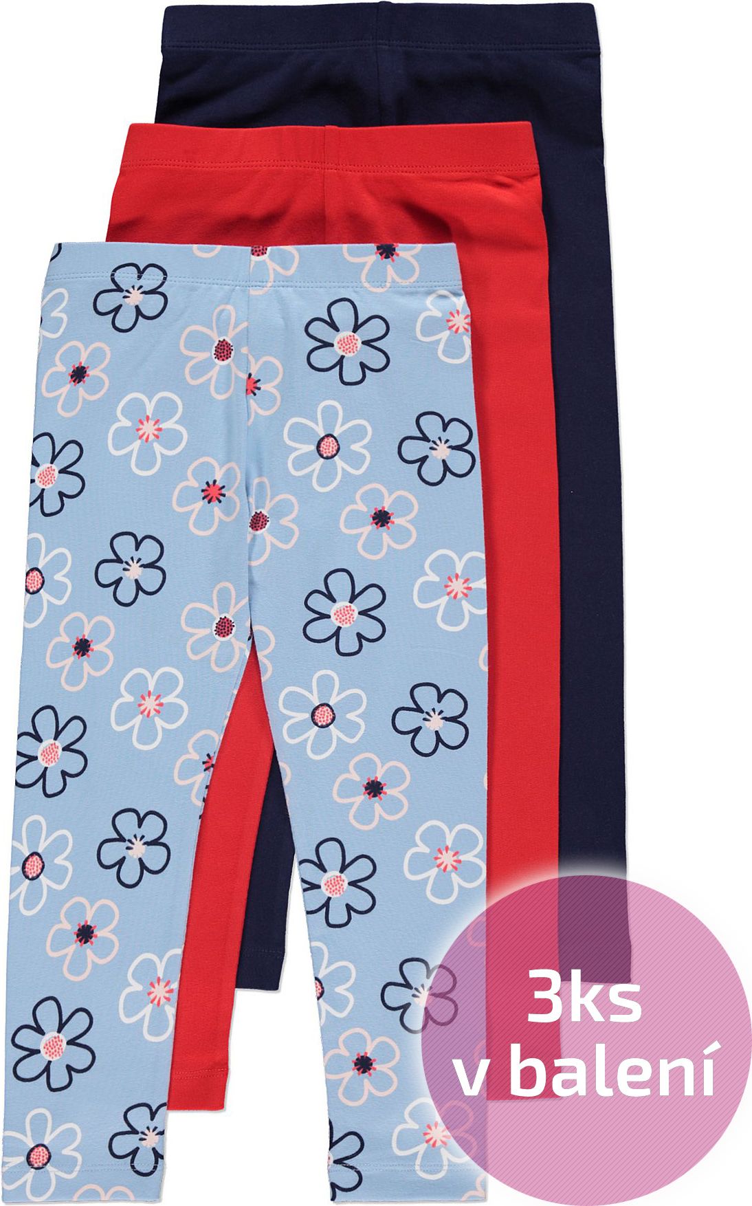 Dívčí legíny GEORGE, 3ks v balení, motiv květy Velikost: 110 - 116cm (5 - 6 let) - obrázek 1