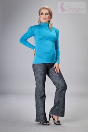 Gregx Elegantní těhotenské kalhoty JEANS - granátový melír - obrázek 1