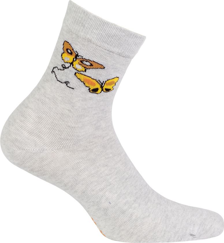 Dívčí ponožky se vzorem WOLA MOTÝLI šedé Velikost: 33-35 - obrázek 1