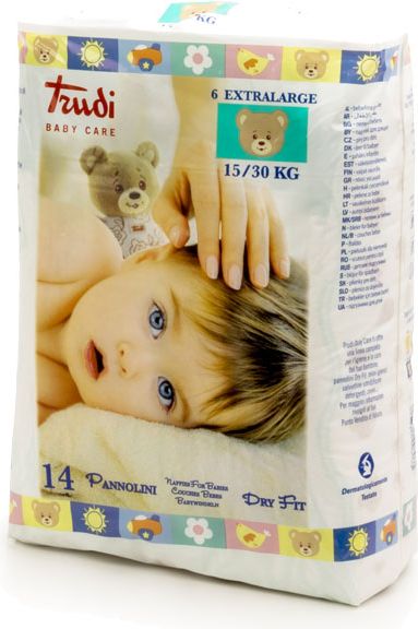 TRUDI BABY Dry Fit XL 15-30 kg (14 ks) s vrstvou Perfo-Soft – dětské pleny - obrázek 1