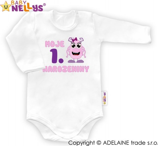 Baby Nellys Body dl. rukáv - Moje 1. narozeniny Holka Baby Nellys ® 80 (9-12m) - obrázek 1