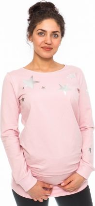Be MaaMaa Těhotenské triko, mikina Star - sv. růžové, vel. S - obrázek 1