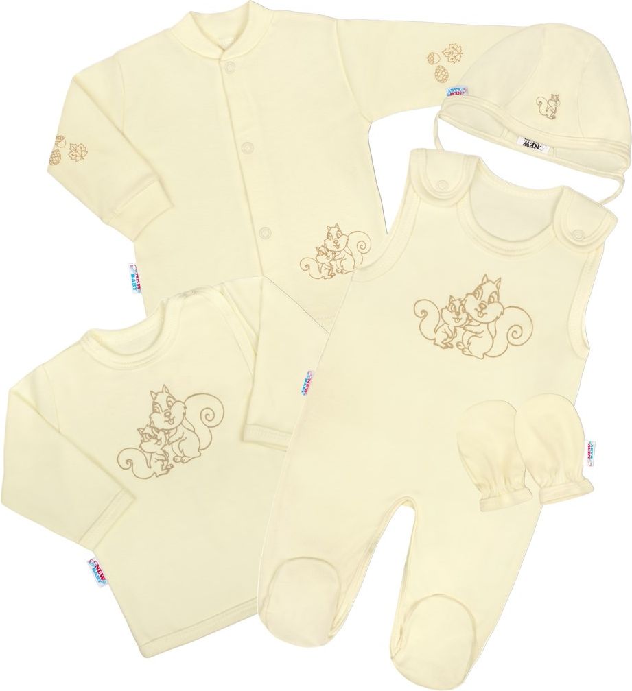 5-dílná soupravička New Baby Veverky v krabičce béžová 62 (3-6m) - obrázek 1