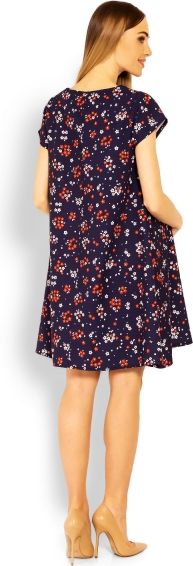 Be MaaMaa Be MaaMaa Elegantní volné těhotenské šaty, tunika, kr. rukáv - printy květinky, vel. XXL - obrázek 4