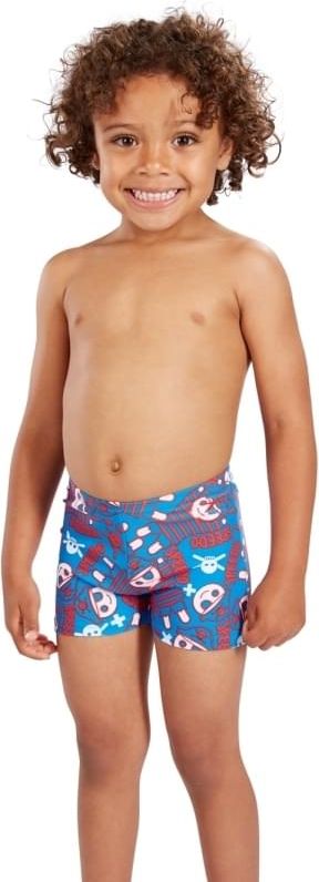 Dětské plavky Speedo Fusion Fun Essential Allover Aquashort - danube/risk red/white 74-80 - obrázek 2