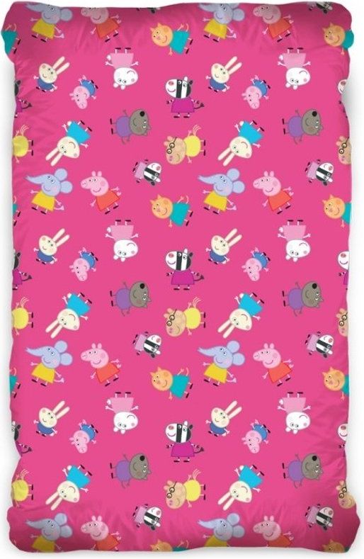 TipTrade (CZ) · Bavlněné prostěradlo na jednolůžko Prasátko Peppa - růžové - 100% bavlna - 90 x 200 + 25 cm - obrázek 1