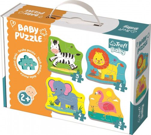 TREFL Baby puzzle Zvířata na safari 4v1 (3, 4, 5 a 6 dílků) - obrázek 1